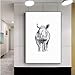 Produktbild FANGYUAN Rhinoceros Nordic Poster Drucke Schwarz Weiß Wandkunst Leinwand Malerei Wandbilder Für Wohnzimmer Skandinavische Wohnkultur / 60X90Cm kein Rahmen