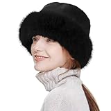 HH HOFNEN Winter Bucket Hat Fluffy Faux Fur Fisherman Plush Warm Hats Cute Fuzzy Bucket Hat for Women