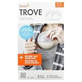 Boon Trove Silicone Manual Breast Pump Set - Hands Free Breast Milk Collector - Includes Polyester Travel Pouch - Breastfeeding Essentials - 2 Count