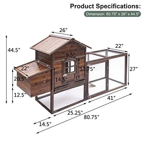 Grezjxc Chicken Coop For 4 Chickens Wooden Outdoor Hen Fence,Duck,Chicken Cage With Nesting Box & Removable Tray,Small Animal Hutch For Backyard Poultry Brown thumb #1