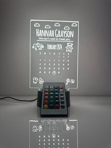 Lámpara LED personalizada para bebé con calendario de nacimiento miniatura 7