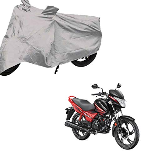 Mototrance Essentials Silver Bike Cover for Hero Glamour | Water Resistant and Heat Resistant | Mirror Pockets | Prevents Rusting of Engine | Bike Accessories (Silver) Mototrance Essentials Silver Bike Cover for Hero Glamour | Water Resistant and Heat Resistant | Mirror Pockets | Prevents Rusting of Engine | Bike Accessories (Silver)
