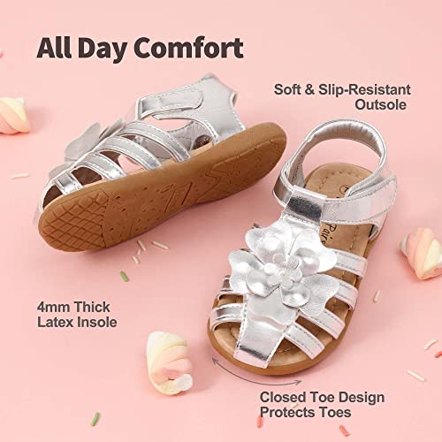 Image of DREAM PAIRS Girls Toddler /Little Kid Closed-Toe Flower Summer Dress Sandals Shoes