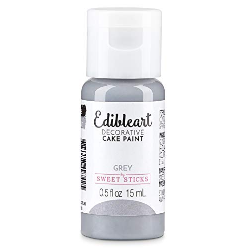 Icinginks - Sweetsticks Grey Edible Art Decorative Cake Paint 15ml - Edible Art Paint, Edible Icing Paint, Decorative Cake Paint, Edible Food Coloring, Cookie Paint, Cake Paint (Grey)