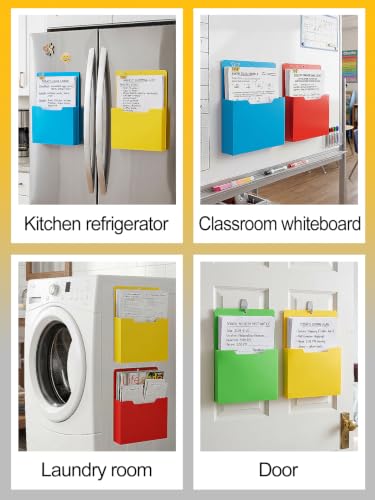 PAMASE Strong Magnetic File Holder 4 Pack - Sturdy Letter Size Magnetic Folders for Teacher Classroom Whiteboard, Back to School Paper File Organizer for Office Home Refrigerator - Image 7