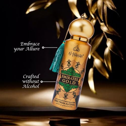 Image of Emirates Gold Perfumed Spray For Men & Women - 200ml | Long Lasting & Captivating Fragrance | Body Spray