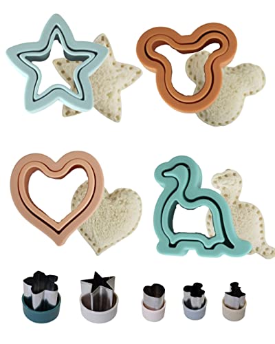 Sandwich Cutter And Sealer Set, 9Pc Uncrustables Sandwich Maker For Kids, Vegetable/Fruit Cutter Set, Bento Box Accessories, Diy Cookie Cutter (Stainless Steel, Multicolor) #TOP5