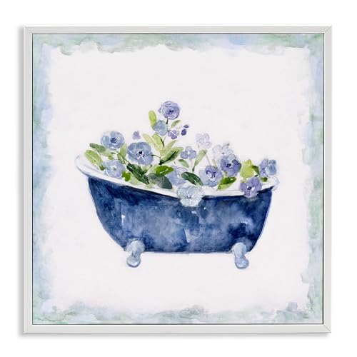 Cuadro de bañera azul botánico floral con diseño de Sally Swatland para decoración de interiores