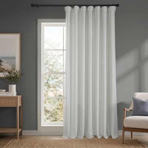 Image of Faux Linen Extra Wide Curtains (1 Panel) - 100W X 84L, Oyster Mist