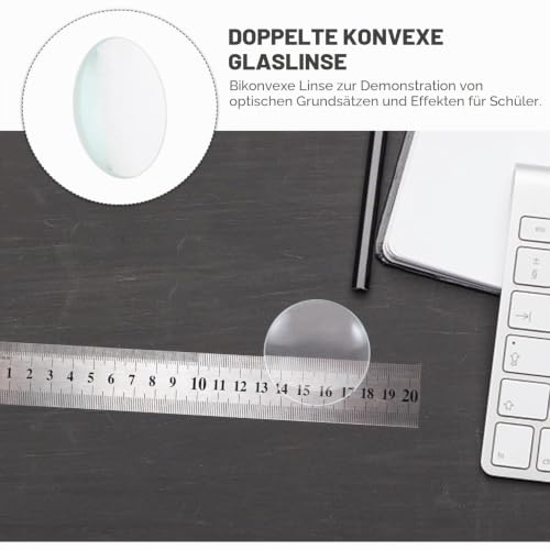 VINTORKY Doppelte Konvexe Glaslinse 1.97In Durchmesser 3.94In Brennweite Optische Linse Für Laborwissenschaftliche Experimente Und Klassenzimmerdemonstrationen