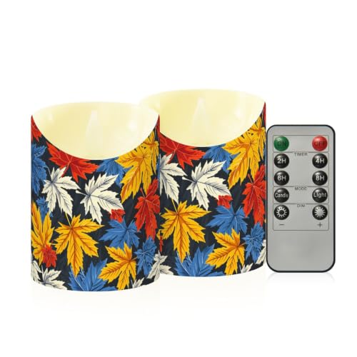 Velas sin llama realistas de arce, juego de 2 luces LED decorativas a pilas para hogar