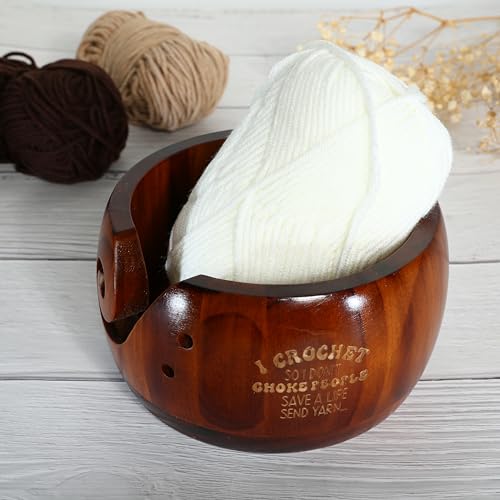 Image of I Crochet So I Don't Choke People Yarn Bowls- Yarn Bowls for Crocheting, 6 inch x 3 inch Knitting Yarn Bowl with Holes, Crochet Bowls for Yarn, Knitting Accessories for Crocheting, Gifts for Crocheters (DARK)