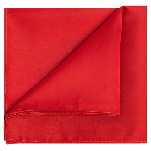 KissTies True Red Mens Pocket Square Scarlet Color Satin Hanky