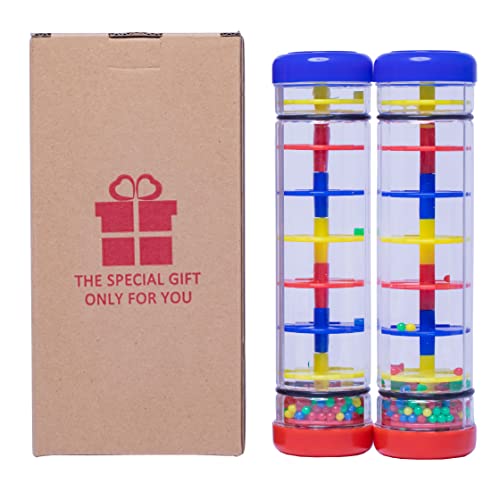 2 Pack Rain Sticks For Kids Instruments For Toddlers 1-3, 8 Inch Rain Stick Wobble Toys For Babies Rainstick Rainmaker Sensory Toys For Autistic Children #TOP5