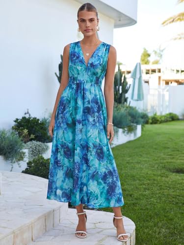 Image of Flessibili Women's Sleeveless Floral Maxi Dress 2026 Sundresses Spring Summer Wedding Guest