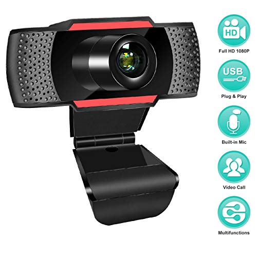 1080P HD Webcam with Microphone, Streaming Computer Web Camera for USB Laptop/Desktop/TV, USB