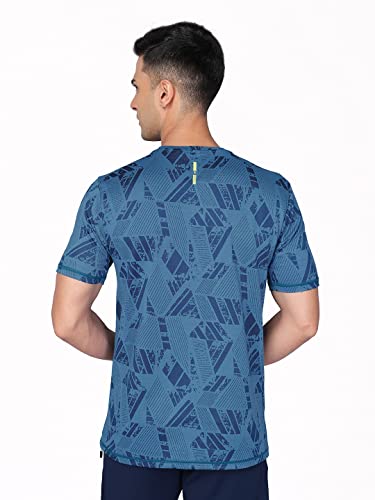 Image of TECHNOSPORT Men Polyester Regular Fit Half Sleeve Jacquard T-Shirt with Double Cool, Quick Dry & Anti Microbial for Sports, Running & Casual Use