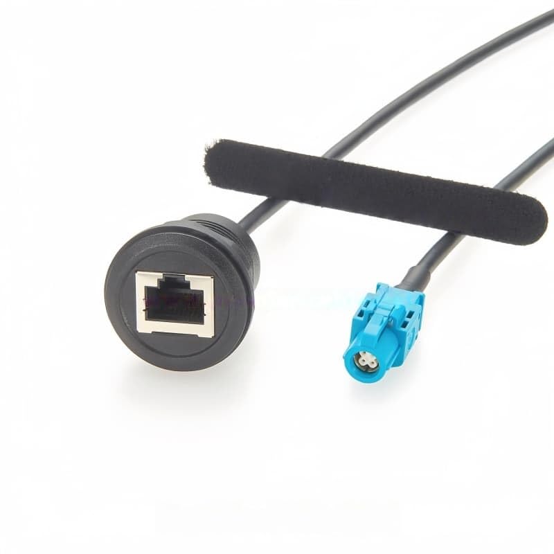 Panel Mount RJ45 to HSD Cat5e Shielded Automotive Ethernet Network Extension Cable, RJ45 to HSD high-Speed Data Cable (LVDS).