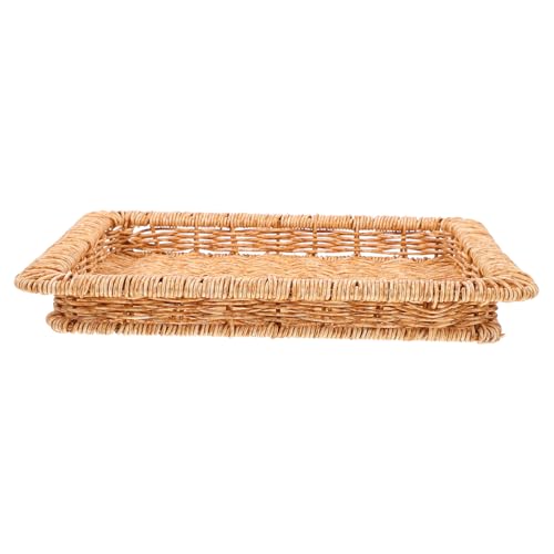 Healifty Cesta de Plástico para Almacenamiento con Tapa Cesta Multiusos para Frutas y Snacks Organizador de Escritorio para Hogar Oficina Supermercado Color Marrón