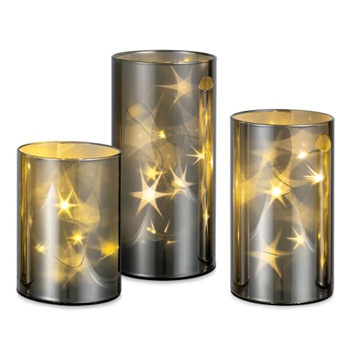 Staymoment LED Kerze Deko Weihnachtsdeko: 3er Set LED Kerzen mit...