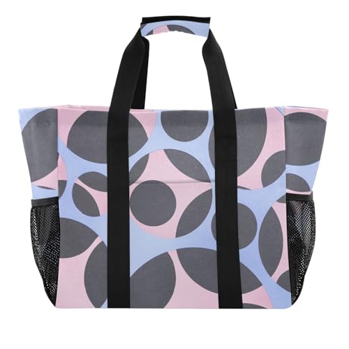 Geometric Circles Black Peach Utility Bag Reusable Shopping Bags Foldable Large Beach Bag Waterproof with Handles Car Tote Bag