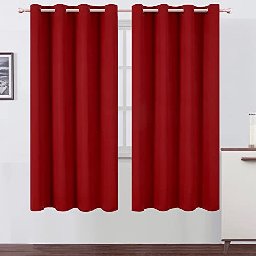 Image of LEMOMO Red Thermal Blackout Curtains /52 x 72 Inch /Set of 2 Panels Room Darkening Curtains for Bedroom