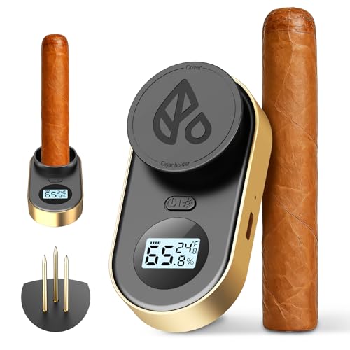 DGHOPE Digital Cigar Hygrometer 3-Probe Moisture Meter Gold