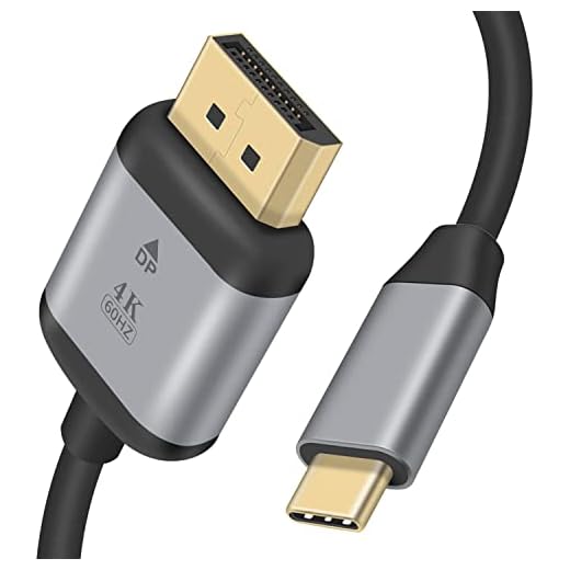 Duttek USB C till displayport-kabel 1,8 m, USB 3.1 typ C hane till displayport hane guldpläterad kabelstöd 4K @ 60Hz för projektor, bärbar dator, bildskärm, TV, persondator.