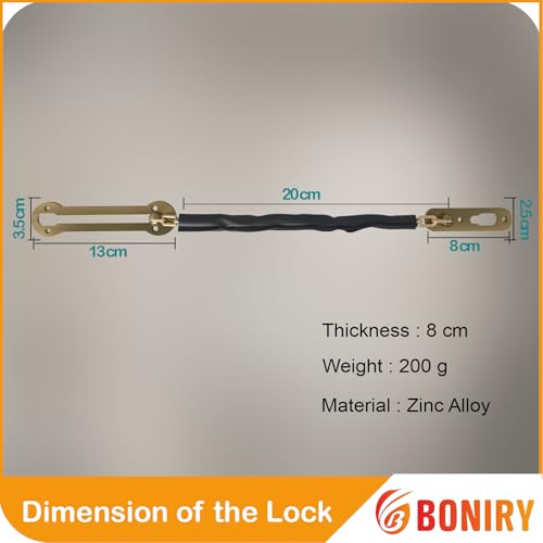 Image of Boniry Heavy Duty Door Chain Lock | Stainless Steel Security Latch for Main Door | Child Safety Guard Chain Lock for Home, Hotel & Office - Brass