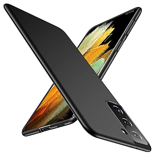 Humixx Samsung Galaxy S21+ Plus fodral (6,7 tum) [0,02 tum tjocklek] extremt tunt lätt fodral, elegant matt finish bekvämt grepp repbeständigt smal passform hårt telefonfodral – matt svart