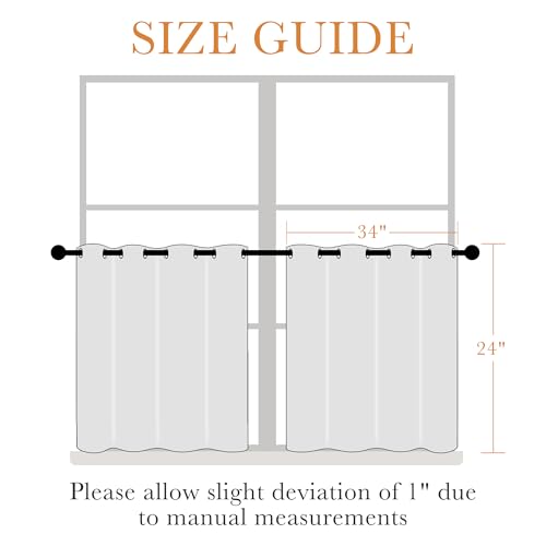Image of PONY DANCE Cafe Curtains 24 inch Length - Blackout Camper Curtains for Travel Trailers, Short Small Window Drapes for Bathroom & Basement, Ideal for RV Camper,34 Wide, Black 2 Pcs