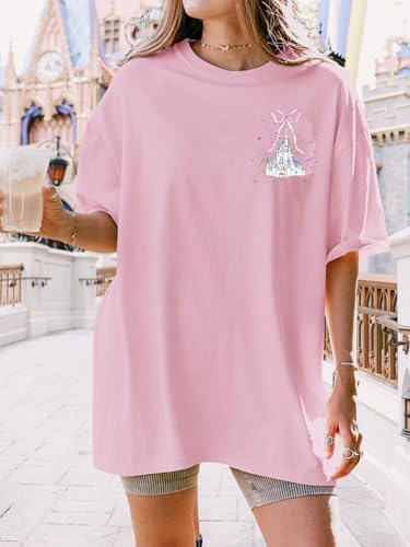 Magic Kingdom Shirts for Women Oversized Princess Castle Graphic Tees Family Holiday Vacation T-Shirt Cute Tops4