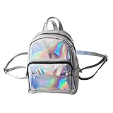 VALICLUD Chic Holographische Rucksack Modische Rucksack Hologramm Schule Schulter Tasche für Frauen Mädchen Teens Satchel- Grau