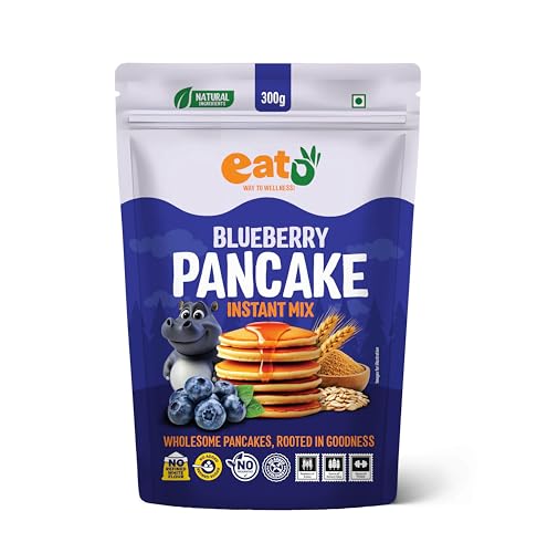 Image of Eat5 Blueberry Pancake Instant Mix 300g | No Maida | No Refined Sugar | Made with Jaggery | High Fibre Breakfast | Makes 8-12 Pancakes