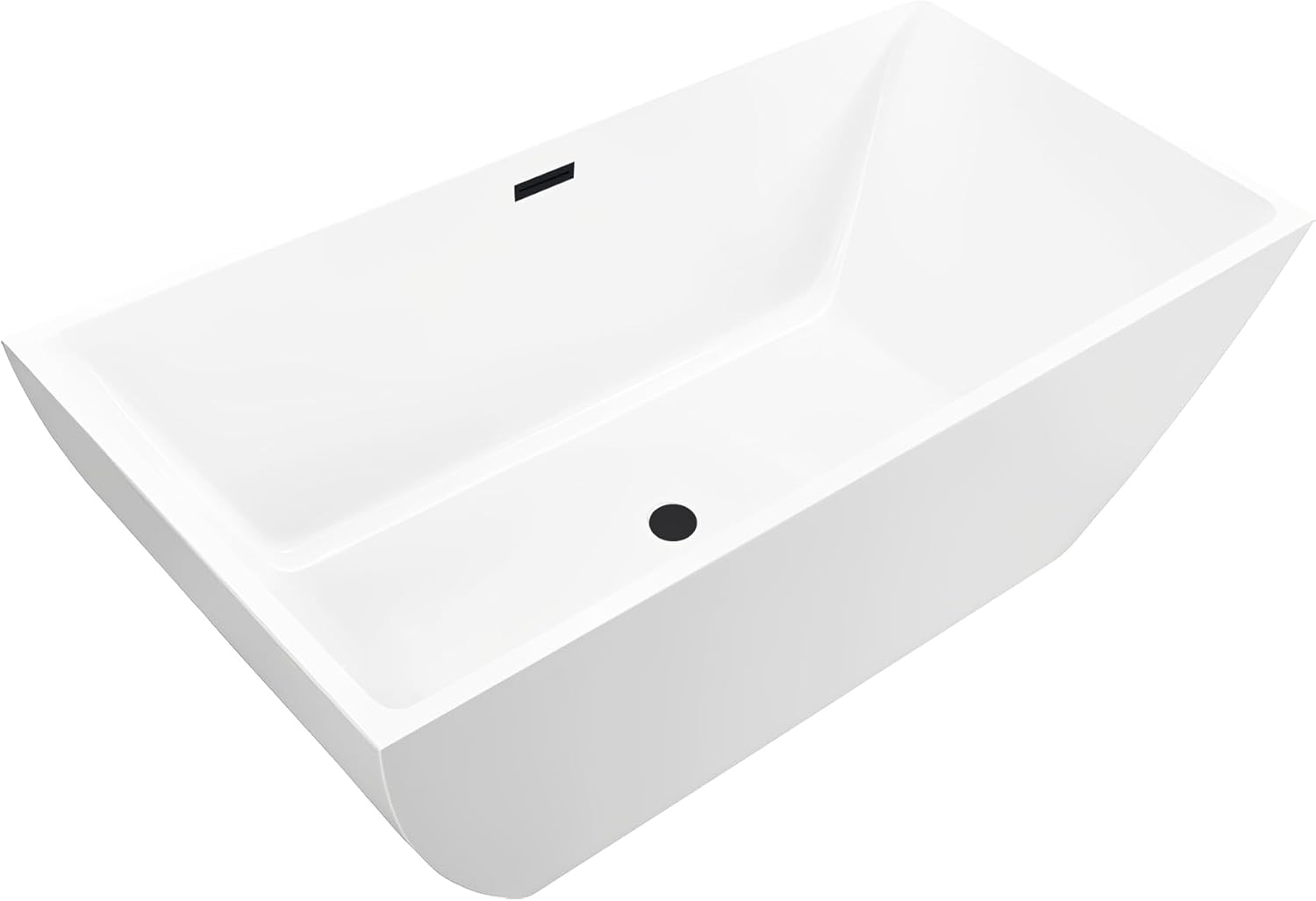Vanity Art 67" X 32" Acrylic Freestanding Bathtub | Home Improvement Bathtubs with Contemporary Design for Soaking and Bathing, Overflow and Pop-up Drain with UPC Certified, VA6821-MB-L