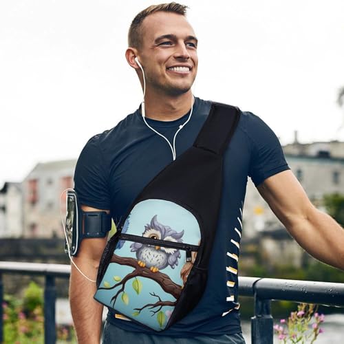 Mochila Sling Bag Owls on A Branch para senderismo miniatura 3