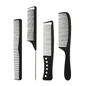 SLIPPET Hair Styling Set – 4 Piece Comb Set With Fine, Wide Tooth, Rat Tail, Cutting, and Parting Combs – Anti-Static for Men and Women, Dry and Wet Hair, Thin and Curly Hairdressing