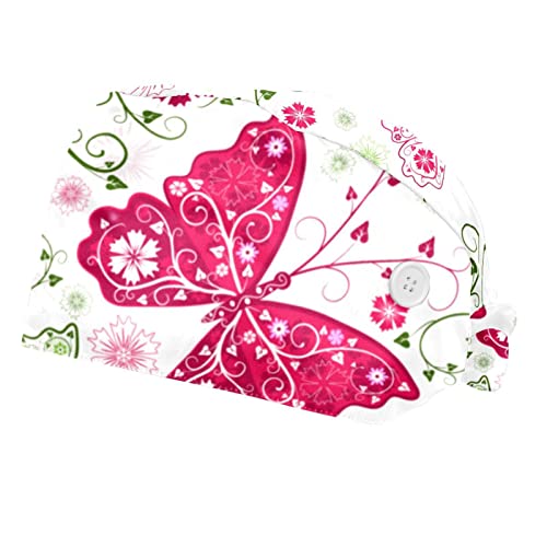 Chapeaux bouffants fleurs et papillon rose pour rester au frais durant le service