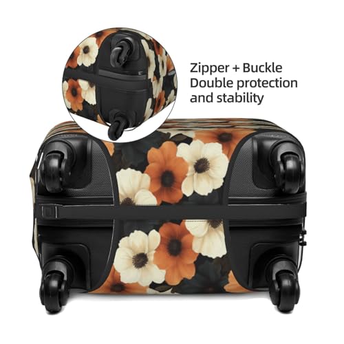 White And Beige Flowers Elastic Travel Luggage Covers Dustproof Scratch-Resistant Suitcase Protector Fit 22-24 Inch2