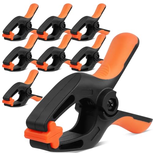 HORUSDY 8-Pack Spring Clamps Heavy Duty 5-inch Large Plastic Clamps for Crafts with 2-3/8Inch Jaw Opening for DIY Gluing Clamping and Securing