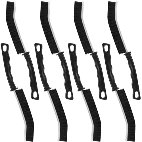 Image of 8 Pack Hard Bristle Crevice Cleaning Brush, Gap Cleaner, Toilet Brush, Grout Cleaner, Kitchen, Bathroom, Car Windshield, Black