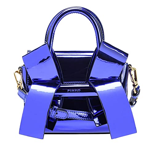 Pinko Aika Purse Baby Eco Miroir, Sac Femme, F99q_Bluette Clematide-Antique Gold Cover