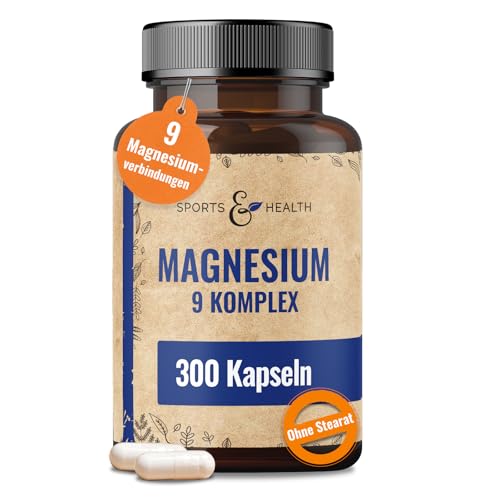 Magnesium Komplex Hochdosiert 400mg - [300x Kapseln - 9 Magn Verbindungen] – Magnesiumkomplex - Magnesium Hochdosiert Kapseln – Complex Mit Vitamin B – Magnesiumoxid, Magnesiumbisglycinat