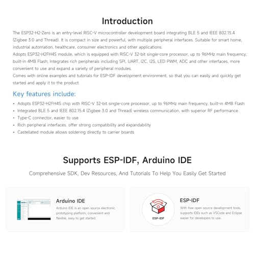 Waveshare 2PCS ESP32-H2 Mini Development Board with ESP32-H2FH4S, 96MHz Processor, 4MB Flash, Support BLE/Zigbee/Thread Wireless Communication - Image 4