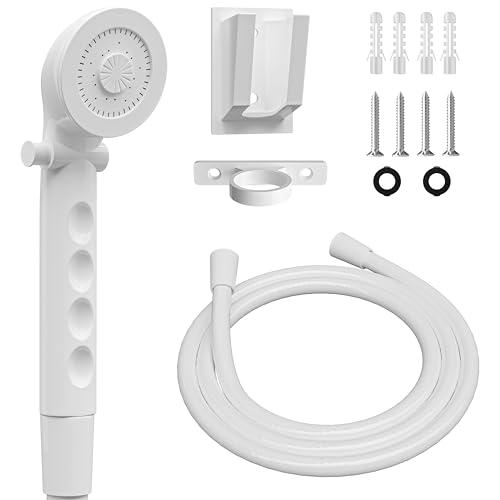 Image of RV Shower Head with Hose ABS Outdoor RV Shower Hose Kit Replacement with ON /OFF Switch for RV, Trailer, Campers, Motorhomes, Fifth Wheels, Boats (White)
