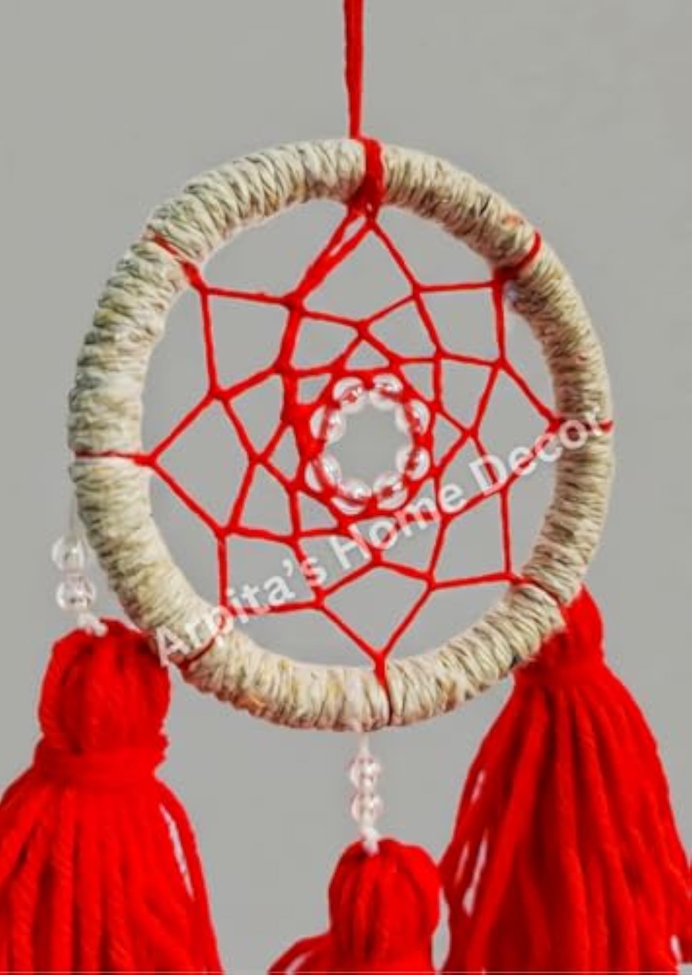 Handmade Red Dream Catcher for Car Rear View Mirror