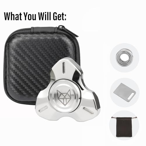 Image of FREELOVE Premium Metal Fidget Spinner for Adults, Stainless Steel Heavy Silent Spinner with Precision Bearing, Small Office Desk Toy & EDC for Stress Relief Focus ADHD, Pro Silver