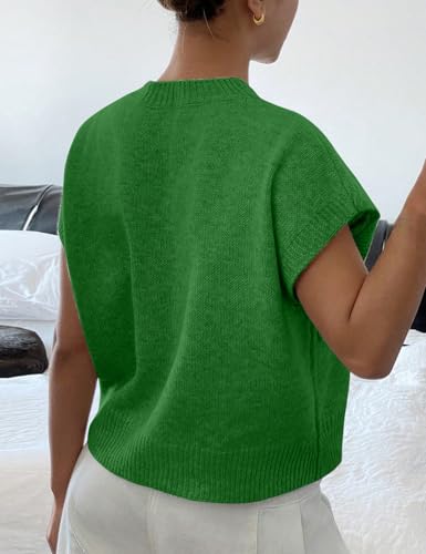 Image of 2026 Womens Floral Sweater Vest Cute Cap Sleeve Tops 3D Flower Decor Knit Tank Top Loose Spring Fall Summer Clothes