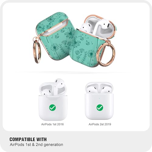 Image of wenew for AirPod Case AirPods 1st & 2nd Generation Hard Case Cover with Keychain for Women Men (Pine Green)