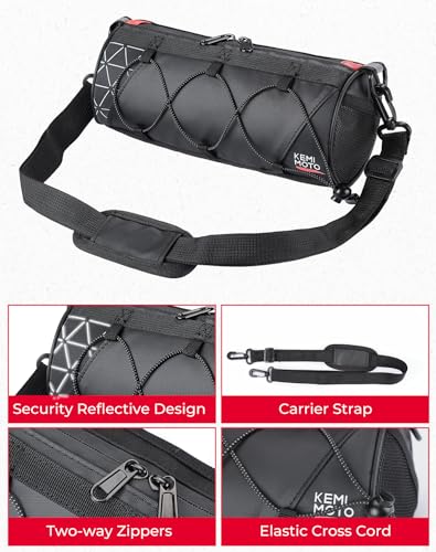 Image of KEMIMOTO Bike Handlebar Bag with Waterproof Rain Cover Front Bike Bag for Bicycles - Water-resistant Dual Zippers for Mountain Road Bike, Cycling Commuter Shoulder Bag Professional Bicycle Accessories